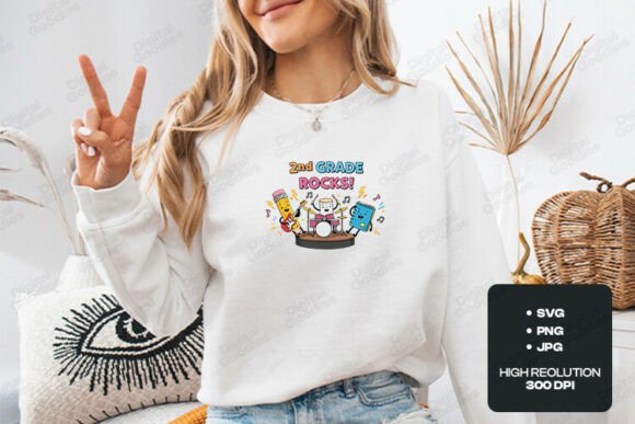 2nd Grade Rocks Cute School Band SVG
