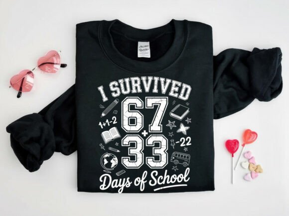 67 100 Days of School T-shirt Design PNG