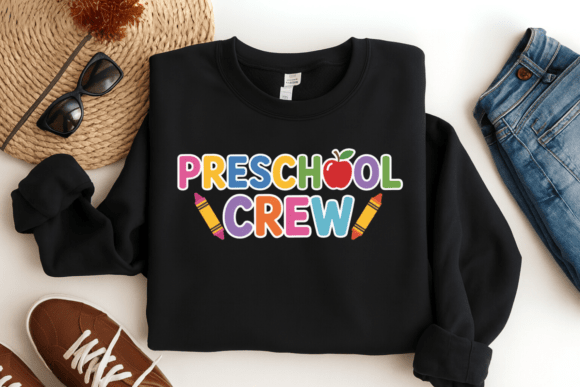 Empowering Early Education Teams with the Cute Preschool Crew Teacher PNG Design