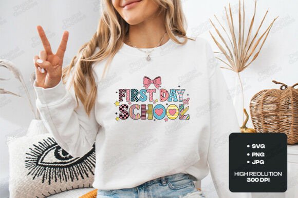 First Day of School Cute Girl Design