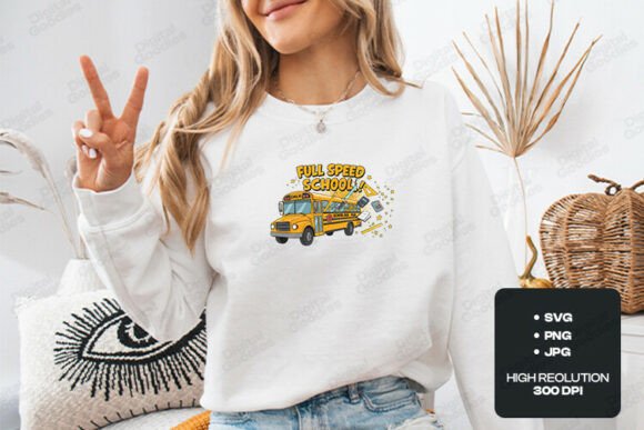 Full Speed School Bus Cute Graphic
