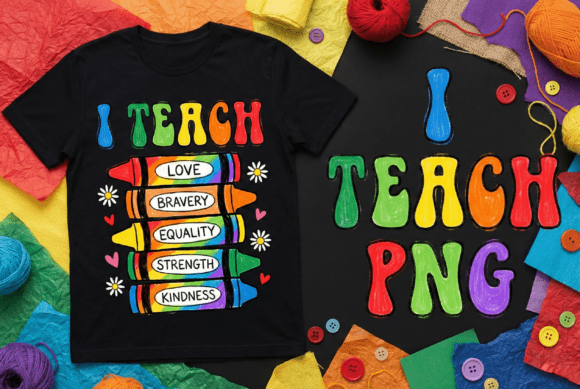 I Teach PNG Rainbow Crayon Teacher