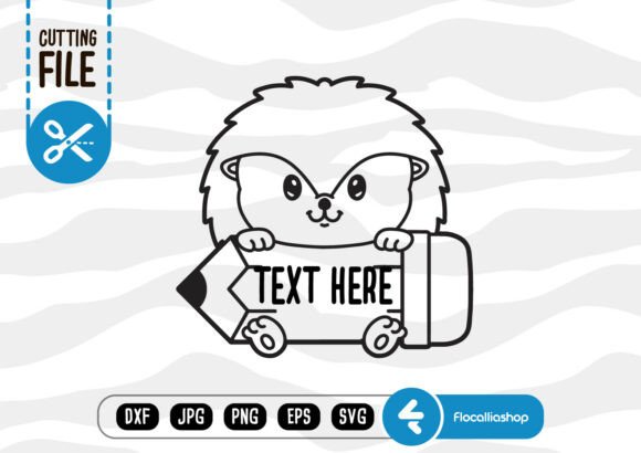 Pencil Outline Monogram, Hedgehog SVG