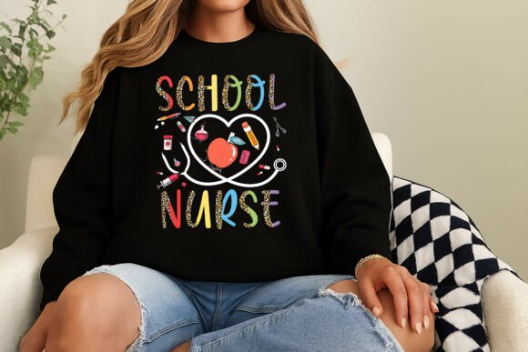 School Nurse Leopard Heart Design